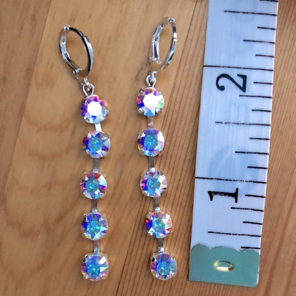Aurora Borealis Crystal Drop Earrings - Picture 3 of 13